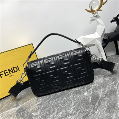 Fen.di BAGUETTE Bag Black Nappa Leather With FF Motif