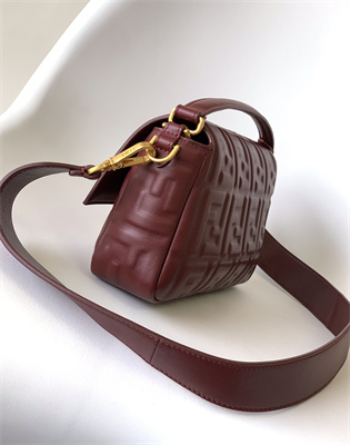 Fen.di BAGUETTE Bag Burgundy Nappa Leather With FF Motif