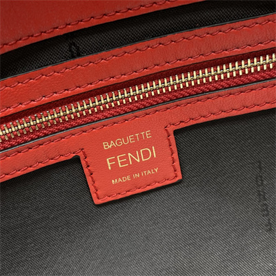 Fen.di BAGUETTE Bag Orange Red Nappa Leather With FF Motif