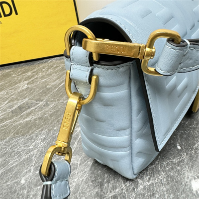 Fen.di BAGUETTE Bag Light Blue Nappa Leather With FF Motif