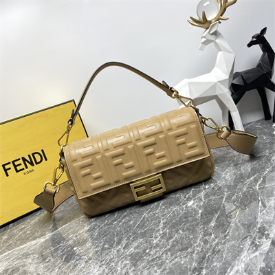 Fen.di BAGUETTE Bag Beige Nappa Leather With FF Motif