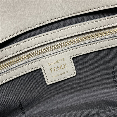 Fen.di BAGUETTE Bag Grey Nappa Leather With FF Motif