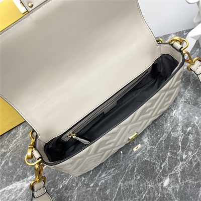 Fen.di BAGUETTE Bag Grey Nappa Leather With FF Motif