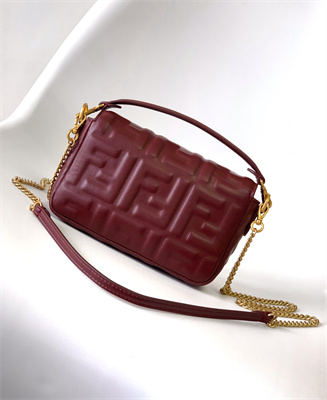 Fen.di BAGUETTE Mini Bag Burgundy Nappa Leather With FF Motif