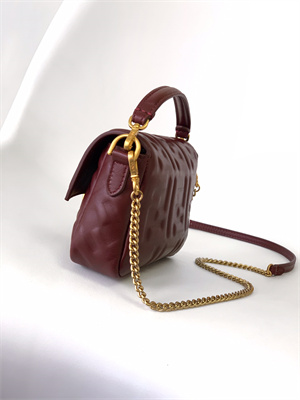 Fen.di BAGUETTE Mini Bag Burgundy Nappa Leather With FF Motif