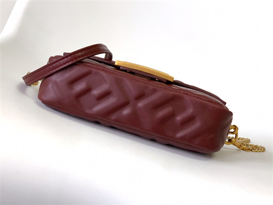 Fen.di BAGUETTE Mini Bag Burgundy Nappa Leather With FF Motif