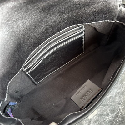 Fen.di BAGUETTE Mini Bag Silver Leather With FF Motif