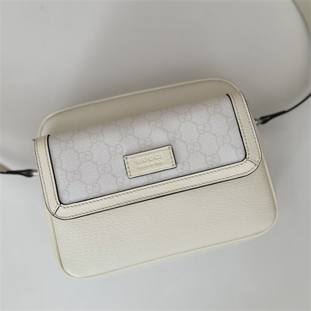 Gucci SMALL GG CROSSBODY BAG WITH TAG White leather and White GG Supreme canvas 795464