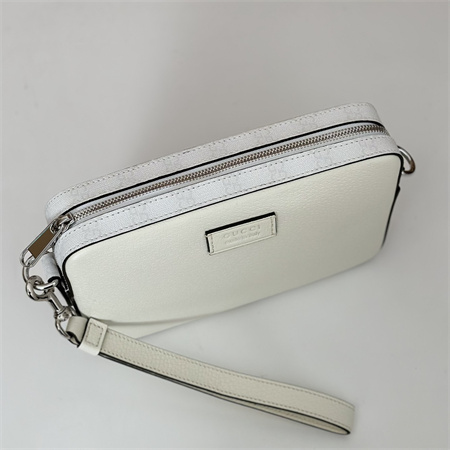 Gucci SMALL GG CROSSBODY BAG WITH TAG White leather and White GG Supreme canvas 795465