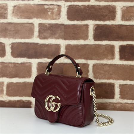 Gu.cci GG Marmont  MINI TOP HANDLE BAG  Rosso Ancora red 811238