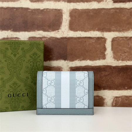 Gu.cci Ophidia GG Card Case Wallet Supreme Canvas Dusty Blue 523155