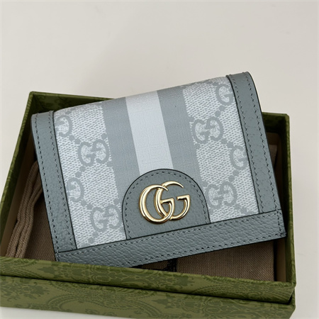 Gu.cci Ophidia GG Card Case Wallet Supreme Canvas Dusty Blue 523155