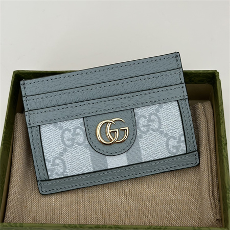 Gu.cci Ophidia GG Card Case Supreme Canvas Dusty Blue 523159
