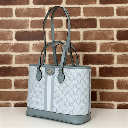 Gu.cci Ophidia Mini Tote Bag GG Supreme Canvas Dusty Blue 765043