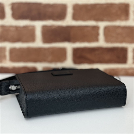 Gu.cci Super Mini Bag With GG Tag Black Leather 795488