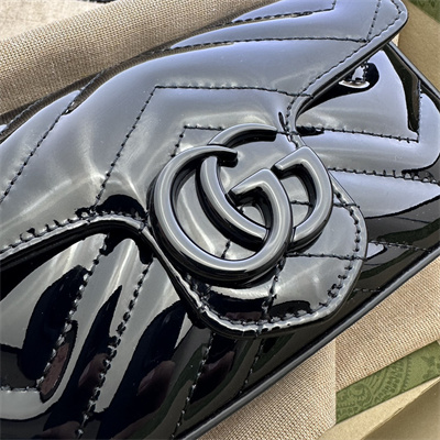 Gu.cci GG Marmont  Mini Bag Black Patent 476433