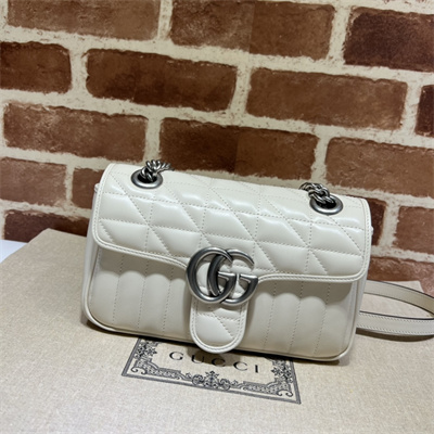 Gu.cci GG Marmont Small  Shoulder Bag White 446744