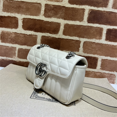 Gu.cci GG Marmont Small  Shoulder Bag White 446744