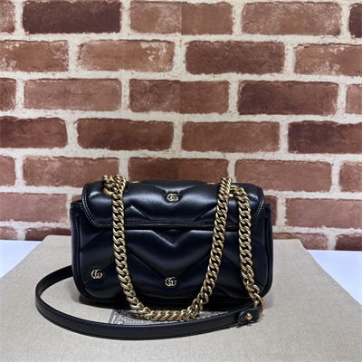 Gu.cci GG Marmont  Small  Shoulder Bag Lambskin Black 446744