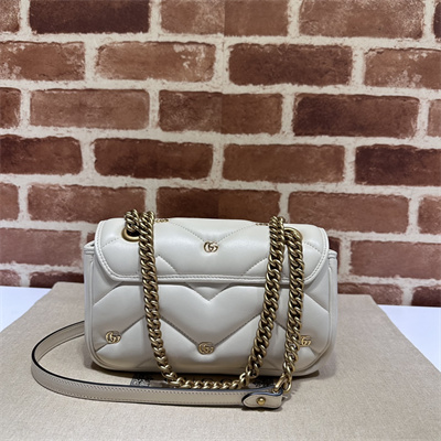 Gu.cci GG Marmont  Small  Shoulder Bag Lambskin White 446744