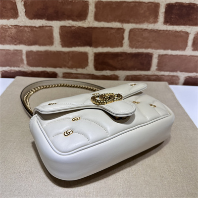 Gu.cci GG Marmont  Small  Shoulder Bag Lambskin White 446744