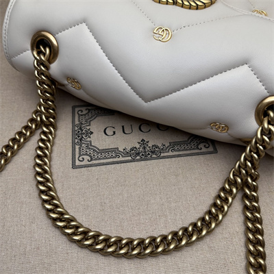 Gu.cci GG Marmont Medium Shoulder Bag White 443497