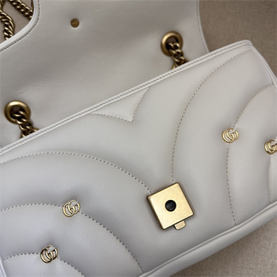 Gu.cci GG Marmont Medium Shoulder Bag White 443497
