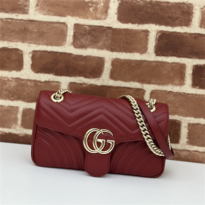 Gu.cci GG Marmont Medium Shoulder Bag  Burgundy 443497