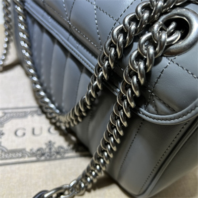 Gu.cci GG Marmont Medium Shoulder Bag Grey 443497