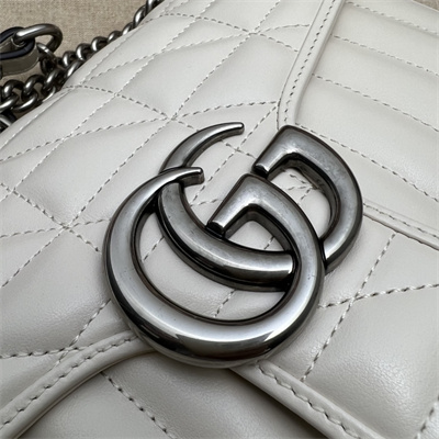 Gu.cci GG Marmont Medium Shoulder Bag White 443497