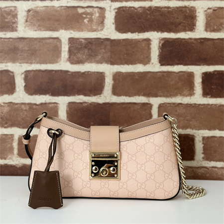 Gu.cci Padlock Small Shoulder Bag GG Supreme canvas  Dusty Pink 811705