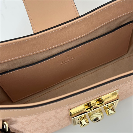 Gu.cci Padlock Small Shoulder Bag GG Supreme canvas  Dusty Pink 811705