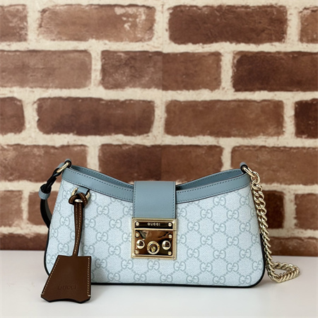 Gu.cci Padlock Small Shoulder Bag GG Supreme canvas Dusty Blue 811705