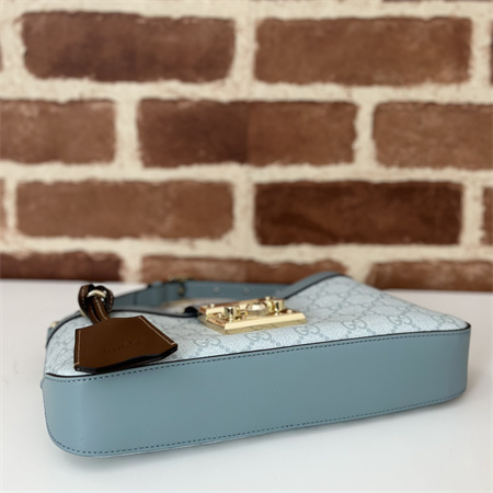 Gu.cci Padlock Small Shoulder Bag GG Supreme canvas Dusty Blue 811705