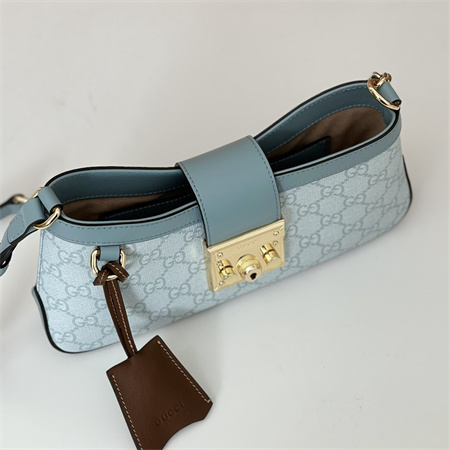 Gu.cci Padlock Small Shoulder Bag GG Supreme canvas Dusty Blue 811705