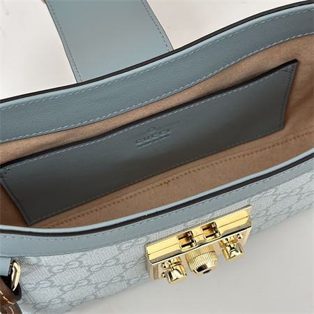 Gu.cci Padlock Small Shoulder Bag GG Supreme canvas Dusty Blue 811705