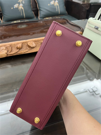 Kelly Sellier Bag Epsom Leather 25/28CM Gold/Silver Hardware In Bordeaux Color