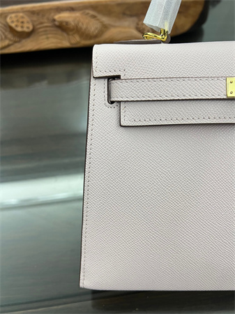 Kelly Sellier Bag Epsom Leather 25/28CM Gold/Silver Hardware In Mauve Pale Color