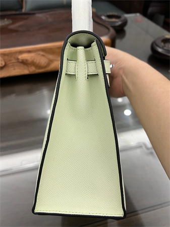 Kelly Sellier Bag Epsom Leather 25/28CM Gold/Silver Hardware In Vert Fizz Color