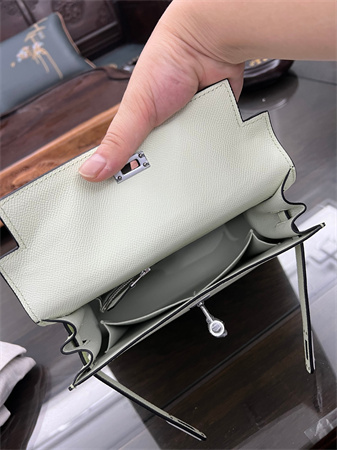 Kelly Sellier Bag Epsom Leather 25/28CM Gold/Silver Hardware In Vert Fizz Color