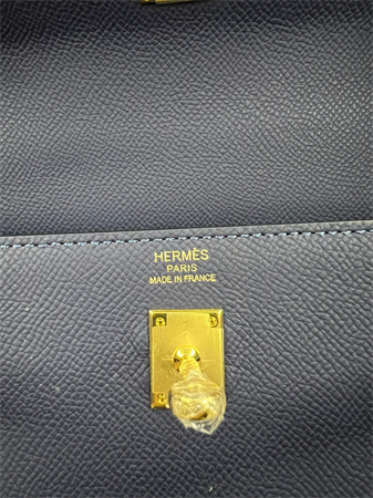 Kelly Sellier Bag Epsom Leather 25/28CM Gold/Silver Hardware In Deep Blue Color