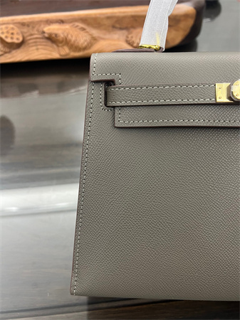 Kelly Sellier Bag Epsom Leather 25/28CM Gold/Silver Hardware In Etain Color