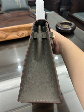 Kelly Sellier Bag Epsom Leather 25/28CM Gold/Silver Hardware In Etain Color