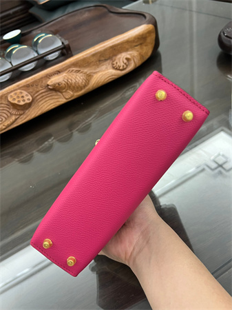 Kelly Mini II Bag Epsom Leather Gold/Silver hardware In Rose Purple Color