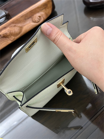 Kelly Mini II Bag Epsom Leather Gold/Silver hardware In Vert Fizz Color
