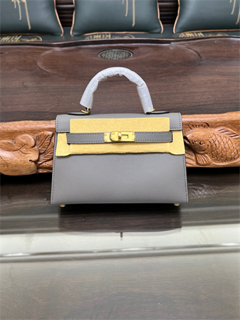 Kelly Mini II Bag Epsom Leather Gold/Silver hardware In Etain Color