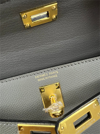 Kelly Mini II Bag Epsom Leather Gold/Silver hardware In Etain Color