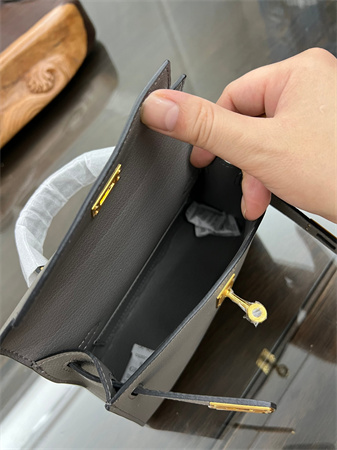 Kelly Mini II Bag Epsom Leather Gold/Silver hardware In Etain Color