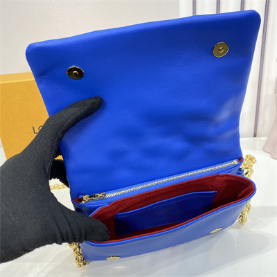 L.V Coussin Pochette Monogram Embossed Lambskin Blue M80743