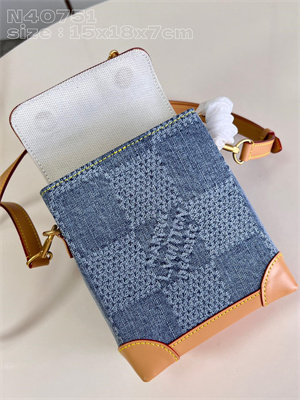 L.V Nano Steamer Damier Denim 3D cotton canvas Blue N40751
